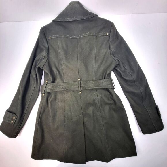 Kenneth Cole Wool Blend Belted Olive Green Coat with Zipper Size 10 - Picture 13 of 16